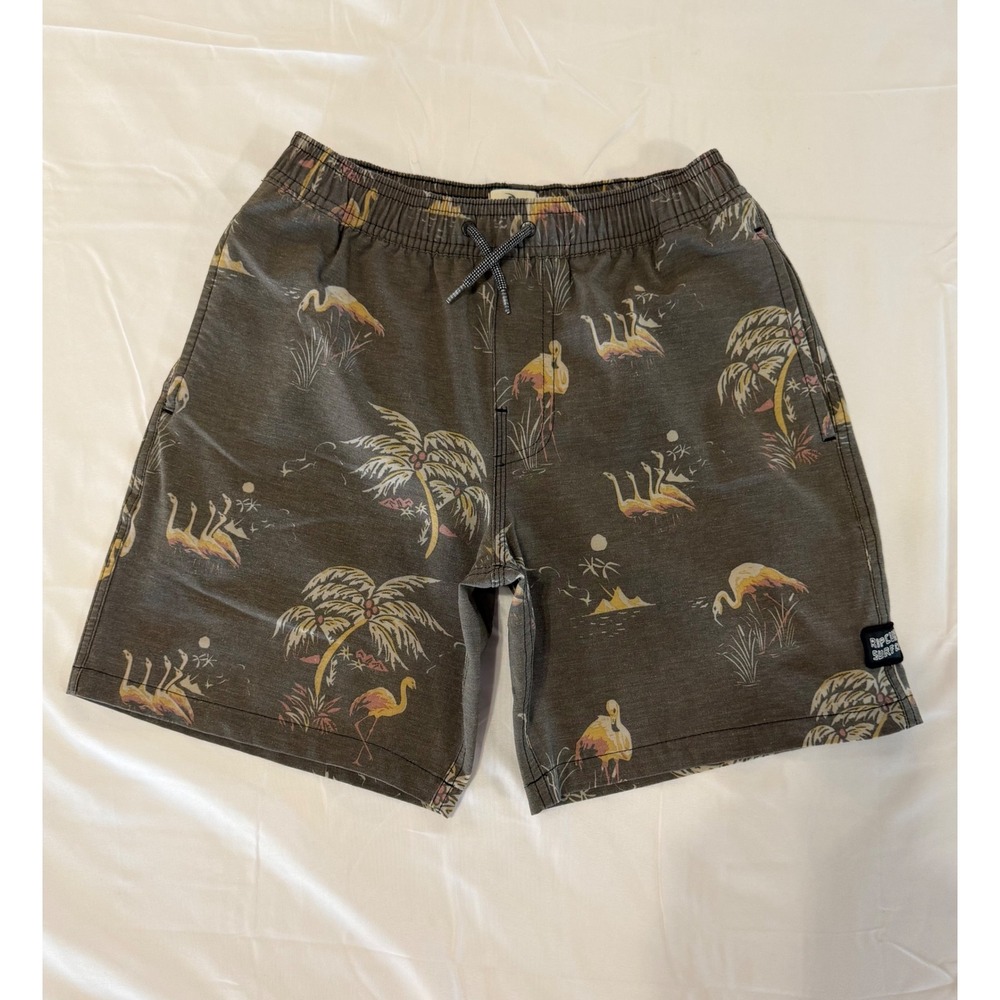 Rip Curl Lay Days Flamingo Palm Tree Boardshorts Charcoal Gray Small Mens Swim